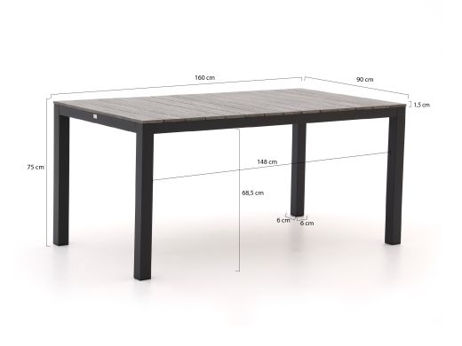Intenso Asti/Fidenza 160cm dining tuinset 5-delig