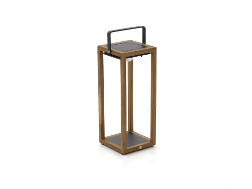 SUNS Tom lantaarn solar 21x22x54cm - Natural Teak/Matt Royal Grey