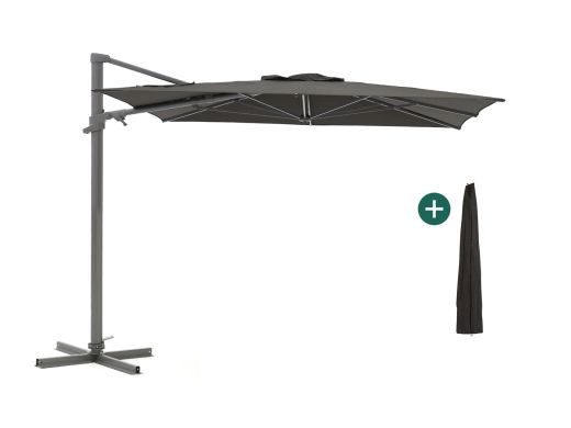 Shadowline Francisco zweefparasol 300x300cm - Charcoal Black (incl. voet 160kg verrijdbaar) (incl. kruisvoet, excl. tegels) (incl. beschermhoes)