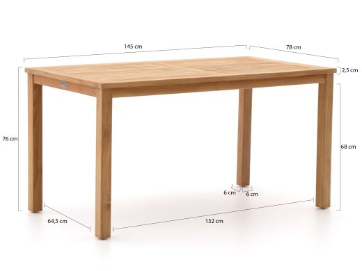 Forza Vico/Liverpool 145cm dining tuinset 5-delig stapelbaar
