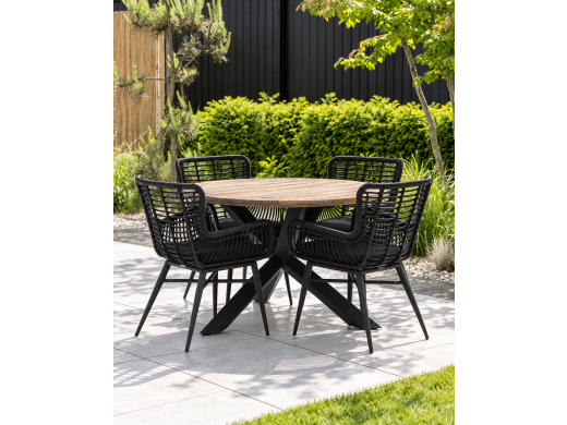 Intenso Asti/Rough-Y Ø120cm dining tuinset 5-delig