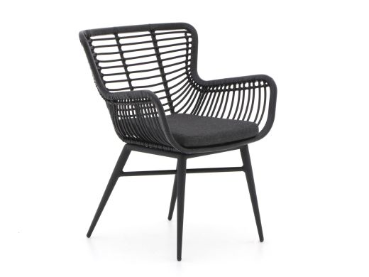 Intenso Asti dining tuinstoel - Zwart - Wicker (vlechtwerk)