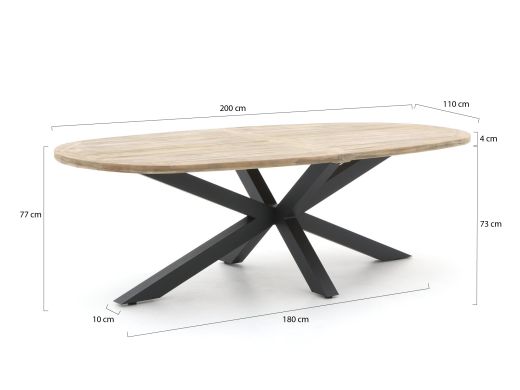 Intenso Asti/Rough-Y Ellips 200cm dining tuinset 5-delig