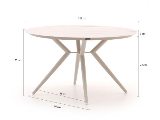 Manifesto Misurina/Sora ø127cm dining tuinset 5-delig