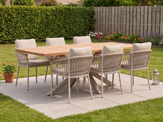 Bellagio Birgi Novo/Induno Deens Ovaal 240cm dining tuinset 7-delig stapelbaar