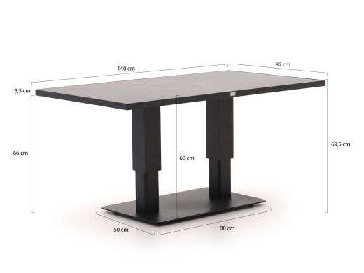 Bellagio Usini lounge/dining tuintafel 140x80x47/68cm verstelbaar - Sintered stone