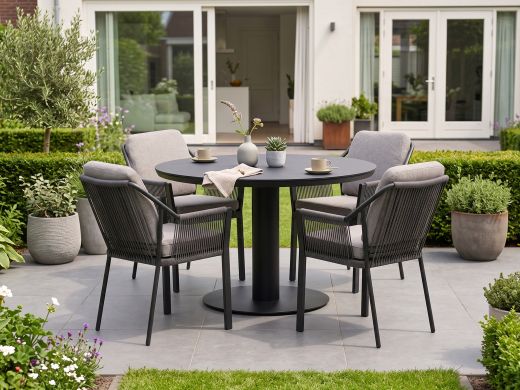 Tierra Outdoor Liv/La Fonte ø120cm dining tuinset 5-delig