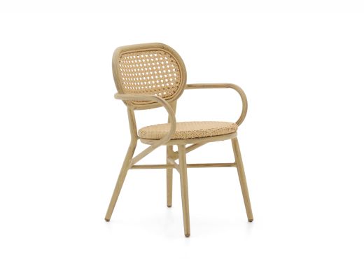 Forza Idrea dining tuinstoel stapelbaar - Taupe - Naturel - Bruin - Wicker (vlechtwerk)