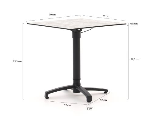 Forza Sile/Canzo 70cm dining tuinset 3-delig verstelbaar