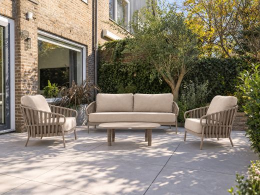 Tierra Outdoor Nuri lounge tuinstoel - Taupe - Naturel - Bruin - Rope (touw)