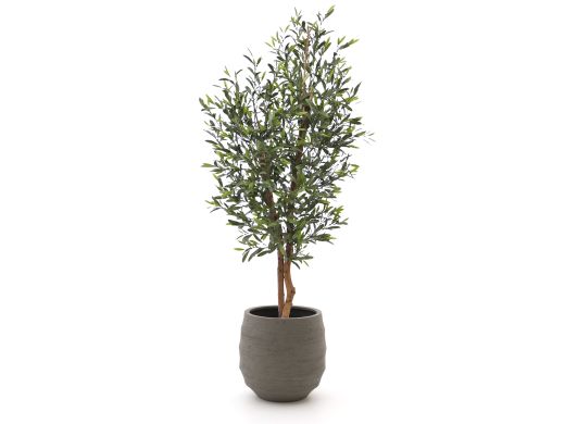 Designplants/Luca Lifestyle Olijf kunstboom (h:150cm) met Bordo Balloon bloempot - Groen (UV bestendig) (bloempot = Clay)