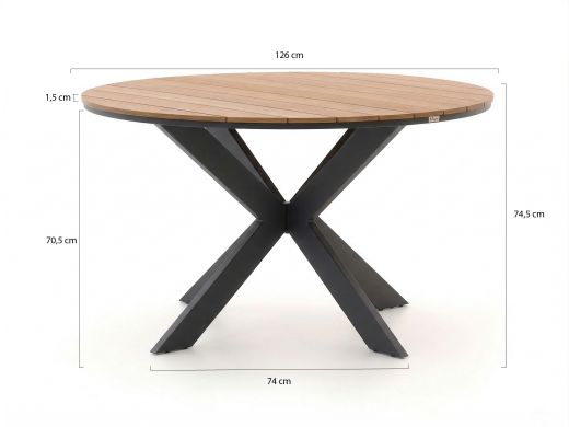 Forza Narni/Fidenza ø126cm dining tuinset 5-delig stapelbaar