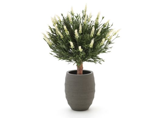 Designplants/Luca Lifestyle Lavendel bol kunstplant (h:60cm) met Bordo Tall Balloon bloempot - Wit (UV bestendig) (bloempot = Clay)