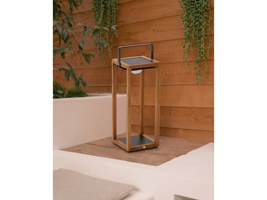 SUNS Tom lantaarn solar 21x22x54cm - Natural Teak/Slate Brown
