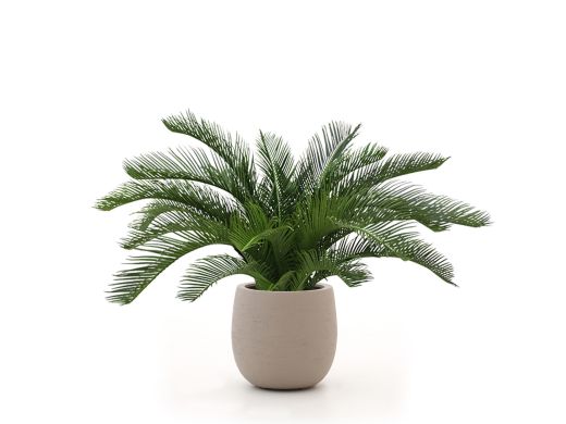 Designplants/Luca Lifestyle Cycas palm kunstplant (h:60cm) met Terreno Tall Balloon bloempot - Groen (UV Bestendig) (bloempot = Sand)