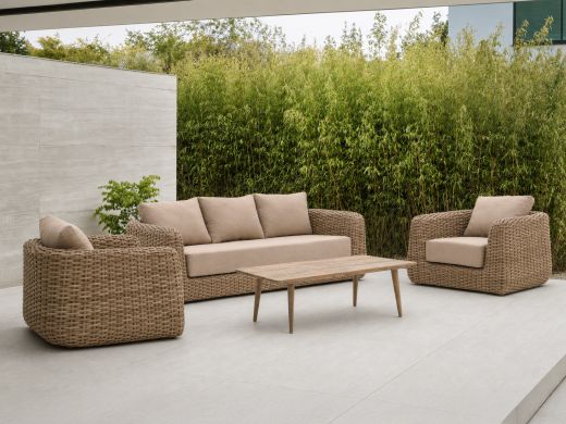 Intenso Tarcento lounge tuinstoel - Taupe - Naturel - Bruin - Wicker (vlechtwerk)