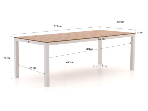 Bellagio Lugo/Fidenza 220cm dining tuinset 7-delig verstelbaar