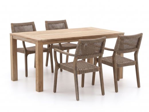 ROUGH-L Rope/ROUGH-S 160cm dining tuinset 5-delig stapelbaar