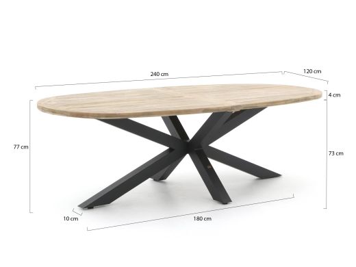Intenso Mazzano/ROUGH-Y Ellips 240cm dining tuinset 7-delig verstelbaar