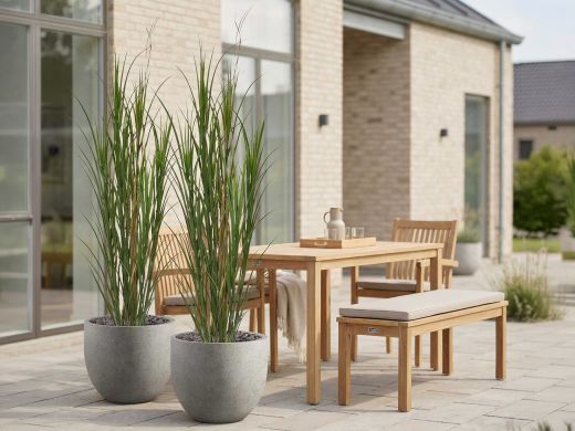 Designplants/Luca Lifestyle Rietgras kunstplant (h:165cm) met Grigio New Egg bloempot - Groen (UV bestendig) (bloempot = Natural Concrete)