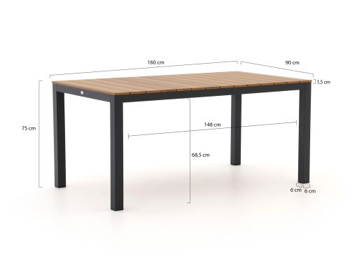 Forza Cecita/Fidenza 160cm dining tuinset 5-delig