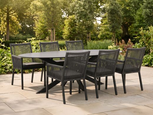 Manifesto Rivola/Furato ellips 200cm dining tuinset 7-delig