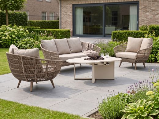 Intenso Stila/Cosiloft Novi stoel-bank loungeset met vuurtafel 4-delig