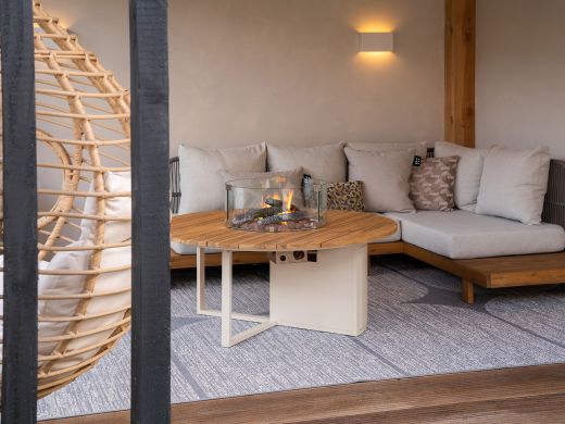 Cosiloft lounge vuurtafel ø120cm (h: 50cm) - Teakhout