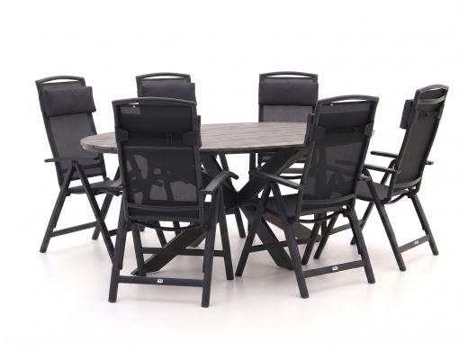 Forza Capri/Fidenza ovaal 220cm dining tuinset 7-delig verstelbaar