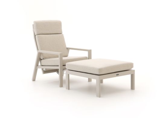 Manifesto Alzano lounge tuinstoel verstelbaar met voetenbank - Taupe - Naturel - Bruin - Textileen