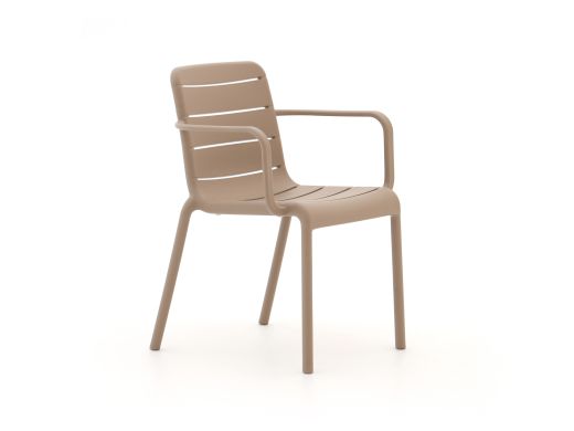 Forza Narni dining tuinstoel stapelbaar - Taupe - Naturel - Bruin - Kunststof