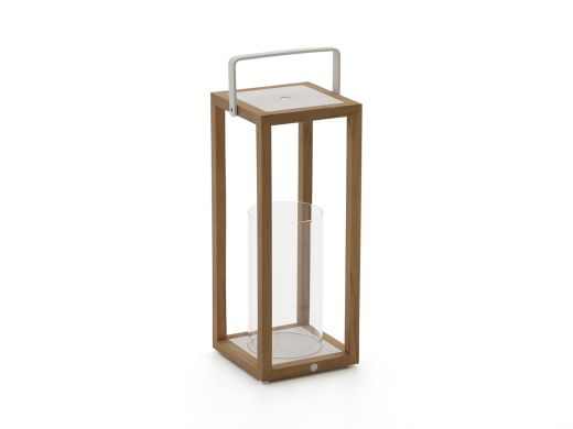 SUNS Sam lantaarn 20x22x53cm - Natural Teak/Matt White