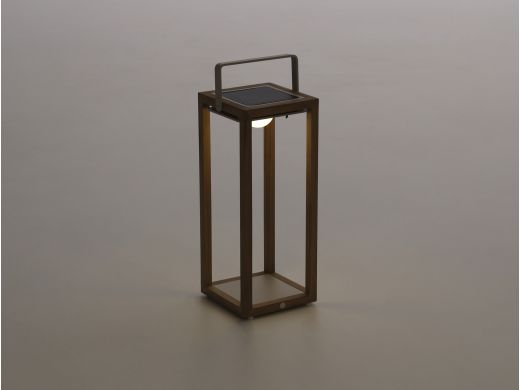 SUNS Tom lantaarn solar 21x22x54cm - Natural Teak/Camel Sand