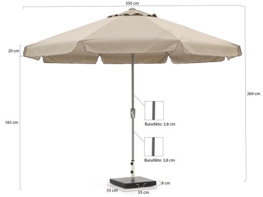 Shadowline Aruba parasol ø 350cm - Light Taupe (incl. 60 kg voet) (incl. beschermhoes)