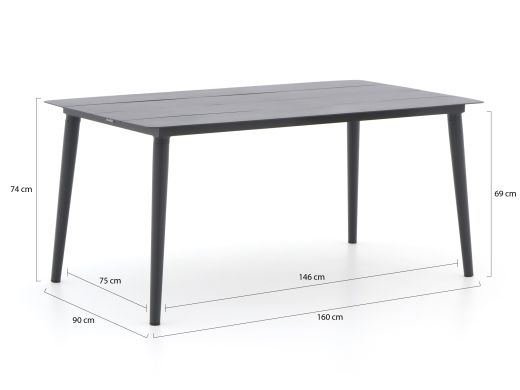 Manifesto Belpasso/Sora 160cm dining tuinset 5-delig stapelbaar