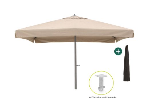 Shadowline Java parasol 400x400cm - Light Taupe (incl. grondanker) (incl. beschermhoes)