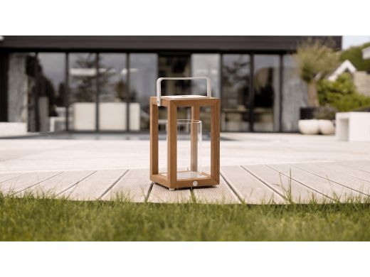 SUNS Sam lantaarn 16x17x28cm - Natural Teak/Matt White