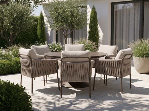 SUNS Fiave/Nova ø150cm low dining tuinset 6-delig