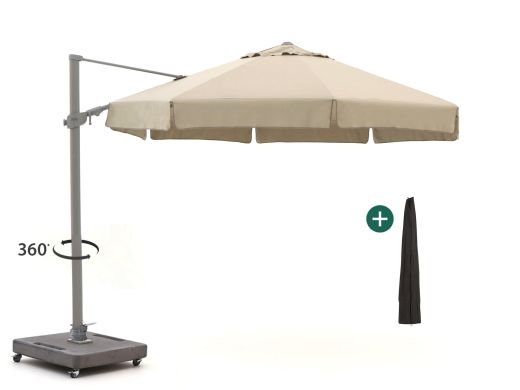 Shadowline Miami zweefparasol ø 350cm - Light Taupe (incl. voet 160kg verrijdbaar) (incl. beschermhoes)