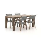 ROUGH-L Rope/ROUGH-S 160cm dining tuinset 5-delig stapelbaar