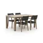 ROUGH-L Rope/ROUGH-S 160cm dining tuinset 5-delig stapelbaar