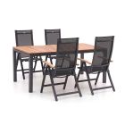 Hartman Troy/Linosa 180cm dining tuinset 5-delig verstelbaar