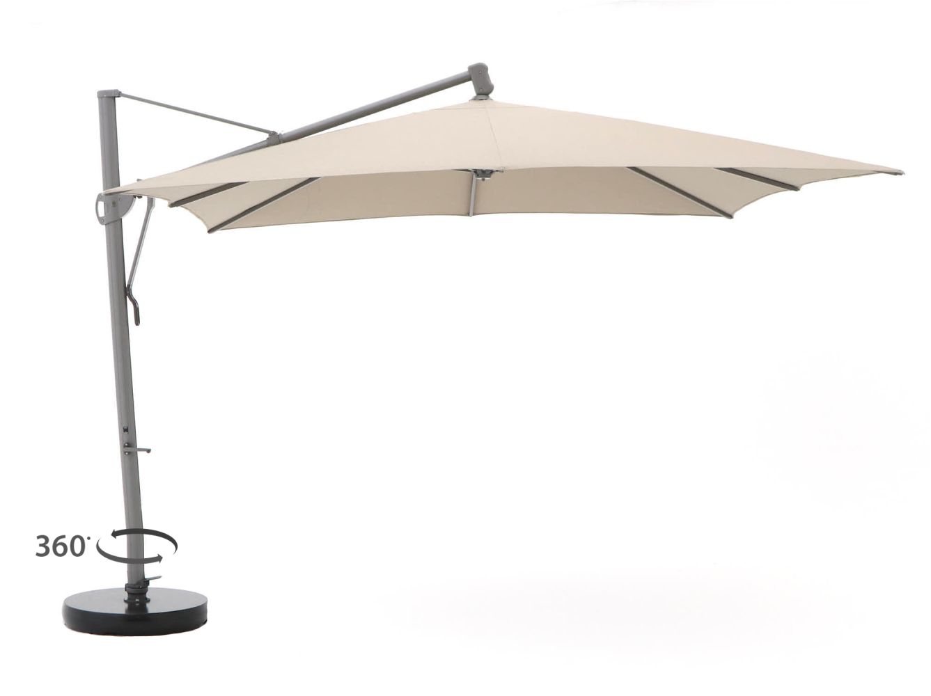 Glatz Sombrano Easy zweefparasol 350x350cm - Taupe (incl. voet 140 kg) (incl.hoes) - Kees