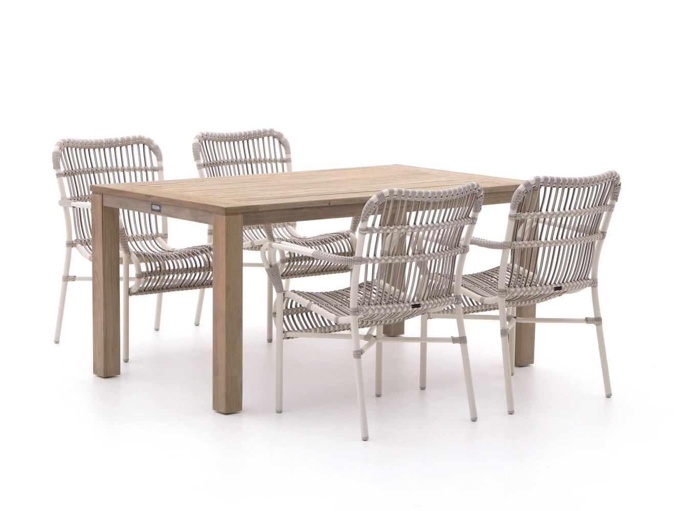 Lounge Conciërge vork Intenso Parma/ROUGH-S 160cm dining tuinset 5-delig stapelbaar - Oyster -  Kees Smit
