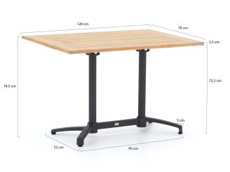 Bellagio Canzo klaptafel 140x80x75cm - Teakhout