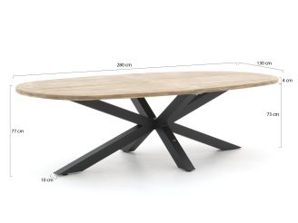 Intenso Asti/Rough-Y Ellips 280cm dining tuinset 9-delig