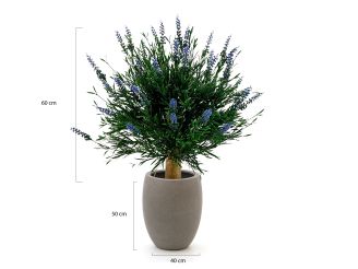 Designplants/Luca Lifestyle Lavendel bol kunstplant (h:60cm) met Grigio Tall Balloon bloempot - Blauw (UV bestendig) (bloempot = Natural Concrete)