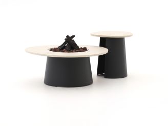 Cosidune lounge vuurtafelset ø 100cm (h: 40cm)/ø 55cm (h: 55cm) - Sintered stone