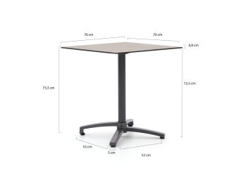 Bellagio Canzo klaptafel 70x70x73cm - Kunststof