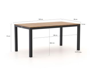 Bellagio Fidenza 160cm dining tuinset 5-delig stapelbaar